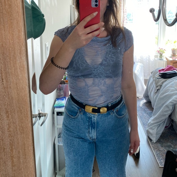 Zara Tops - Sheer Asymmetric Overlay Top